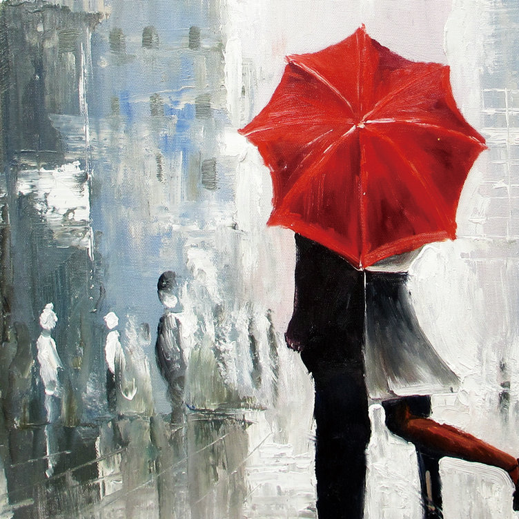 Palette Knife Art "The lovers under the umbrella" Modern Oil Paintings Gift For Lovers - Click Image to Close